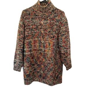 Vintage DD Sloane Cozy Chunky Cable Knit Mock Sweater Womens Medium Marled Fuzzy